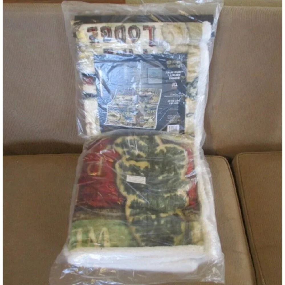 New Lake House Sherpa Gift Fleece Throw Blanket Lodge Fishing Cabin Moose Fish